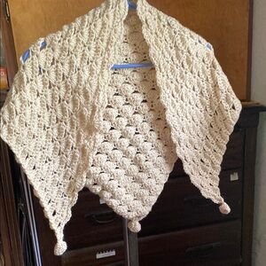 Handmade Crochet Shawl in Cream